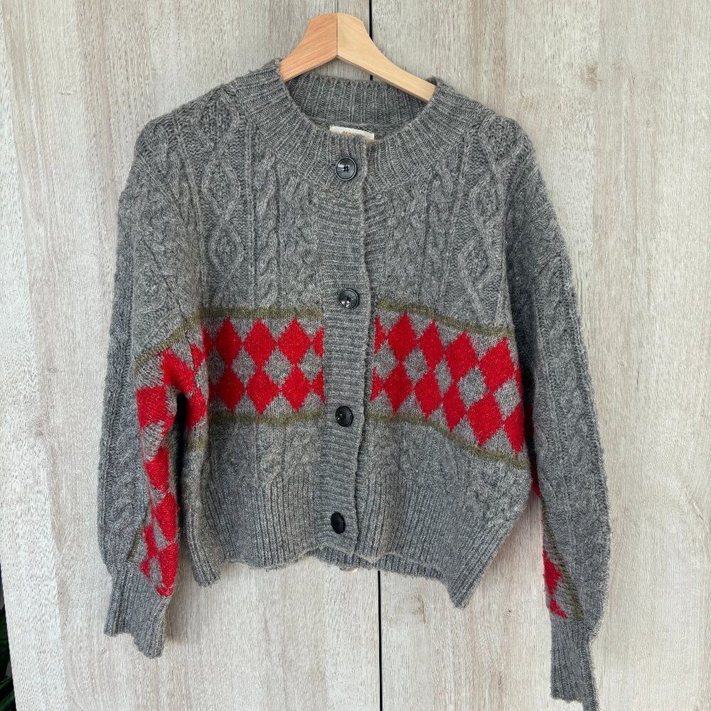 Anthropologie Maeve Cardigan Fairisle Sweater Wool XS